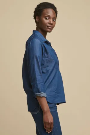 Women's Olivia Half Placket Lightweight Denim Shirt - Indigo