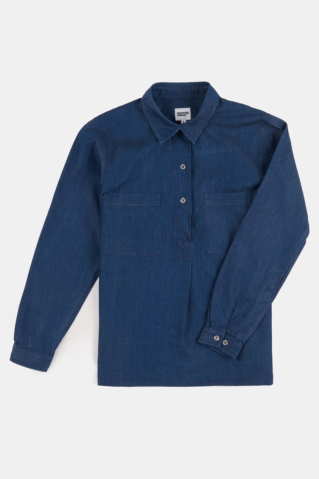 Women's Olivia Half Placket Lightweight Denim Shirt - Indigo