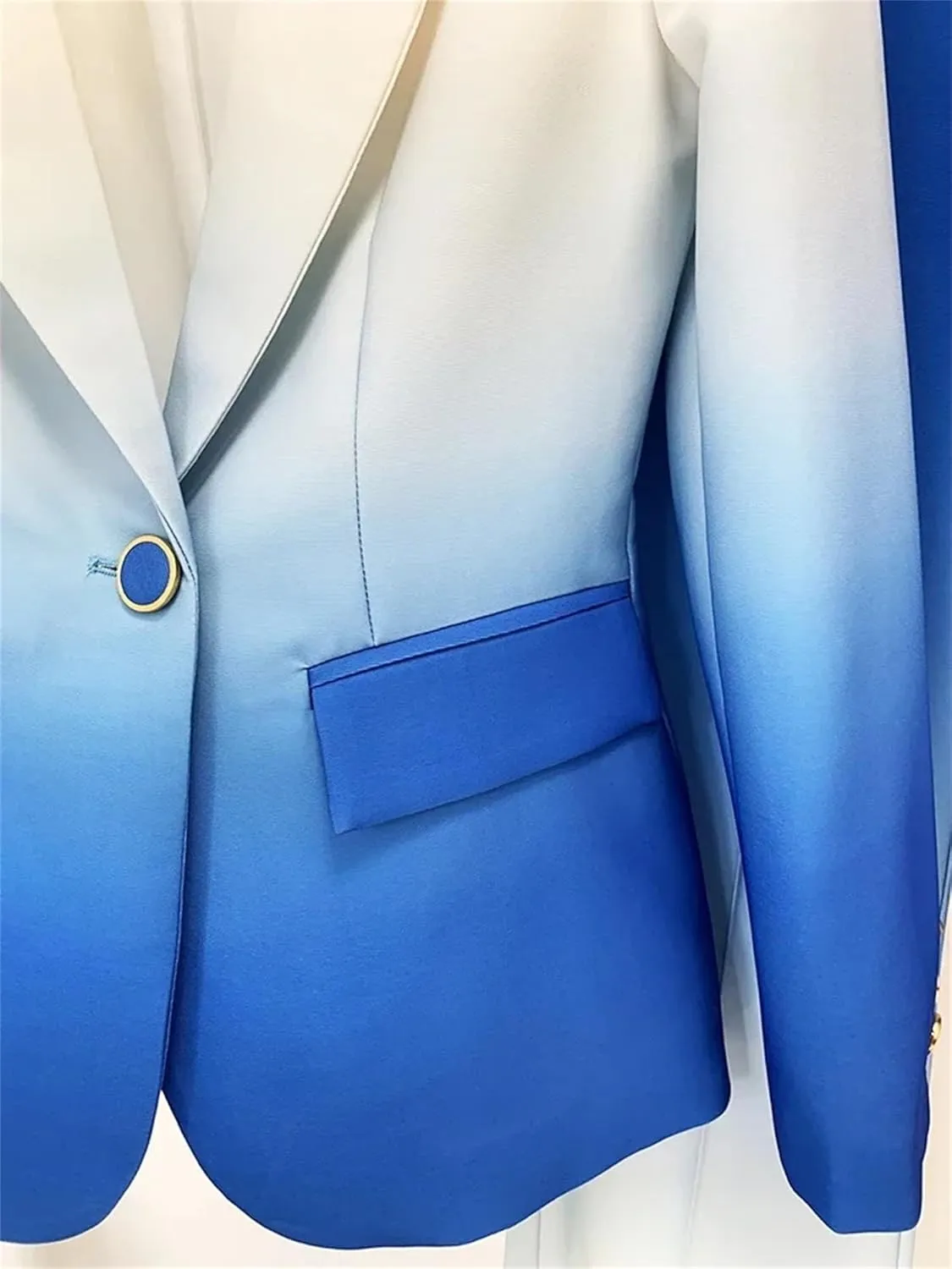 Women's Pant Suit Set Designer Gradient Color 2pcs Business Blazer Flare Pants Wedding Party Outfit