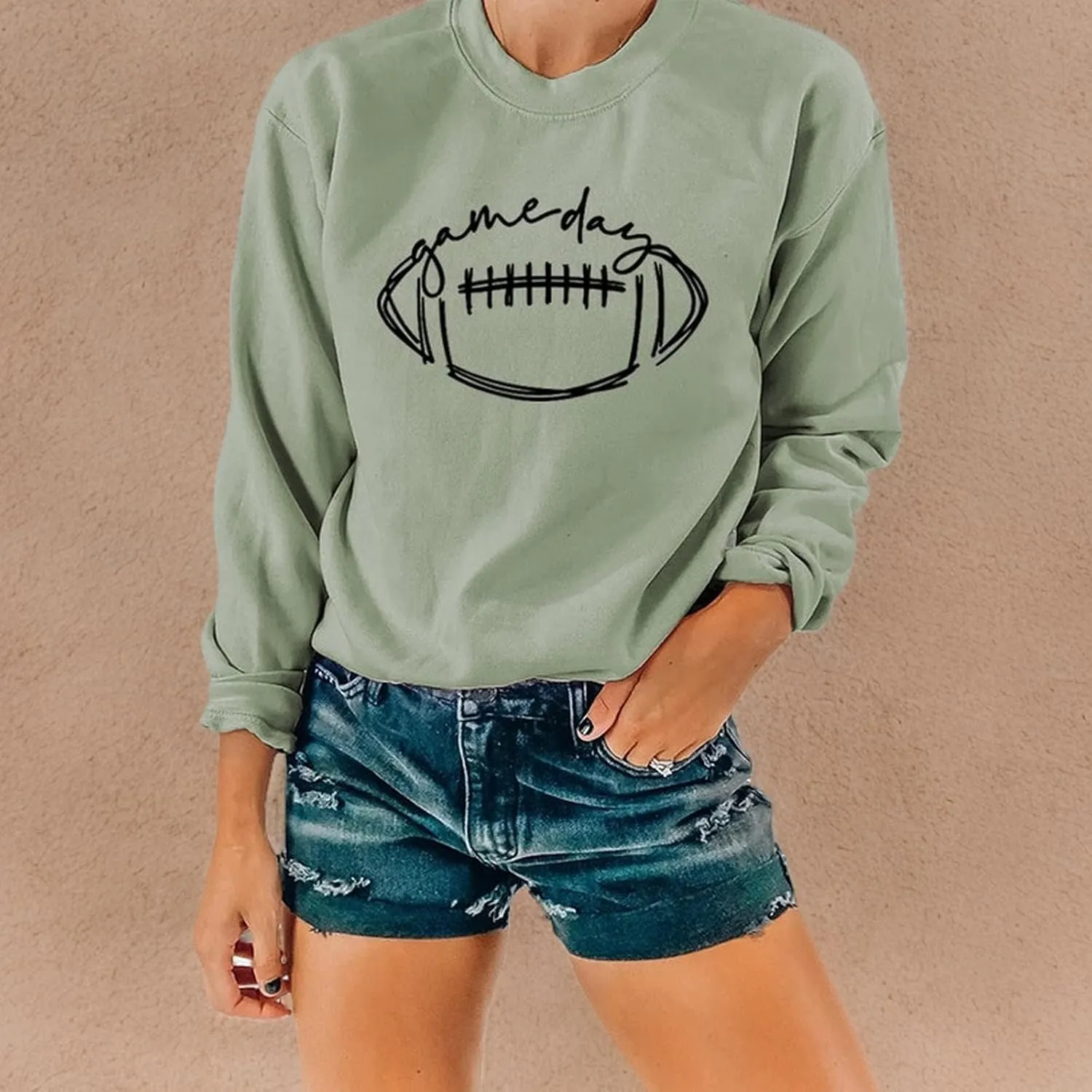 YourTops Women Game Day Sweatshirt Football Game Day Long Sleeve Clothing